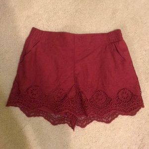 NWOT Crimson Lace Shorts